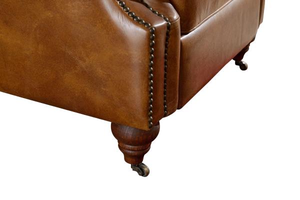 Vintage High Back Brown Leather Recliner Chair High Density Foam / Sponge