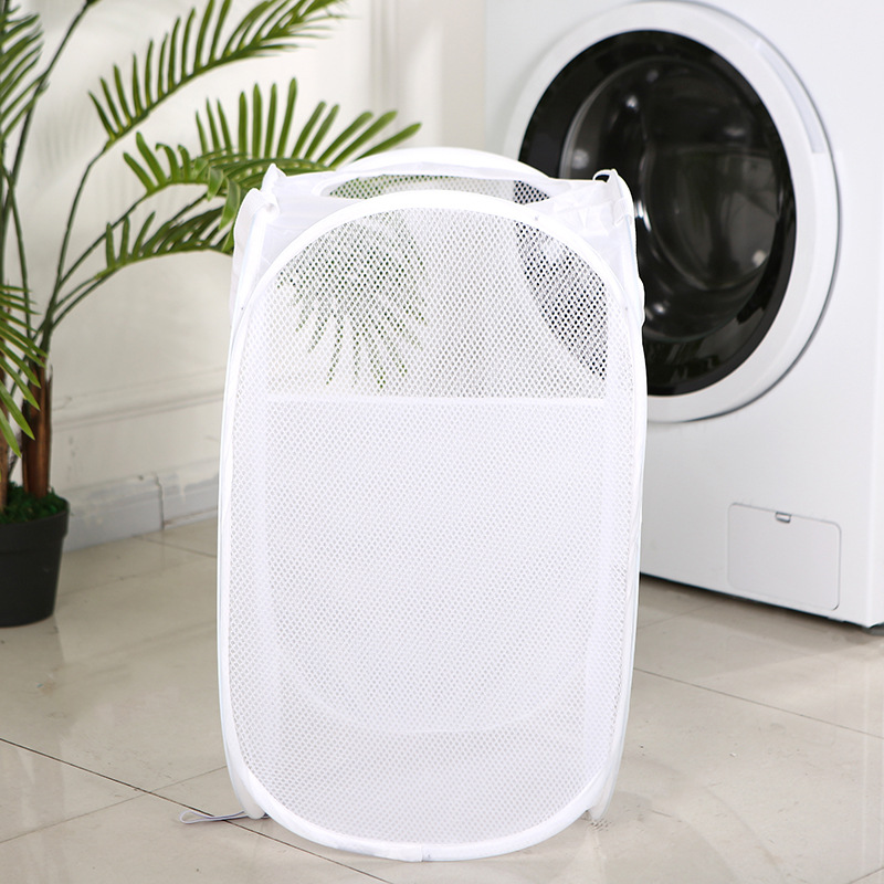 Home Storage Folding Laundry Basket Cloth Standing Type Pop Basket for Bathroom Use Foldable Bag