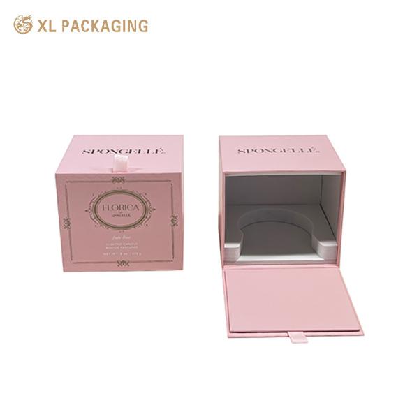 Wholesale Custom Embossed Flip Candle Box with Bronze Foil Logo and White EVA Insert for Fragrance Candles