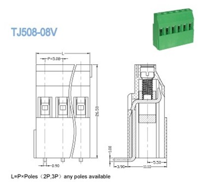 Соорудите тип высокотемпературное 300V 10A евро терминальных блоков PCB 5.08mm
