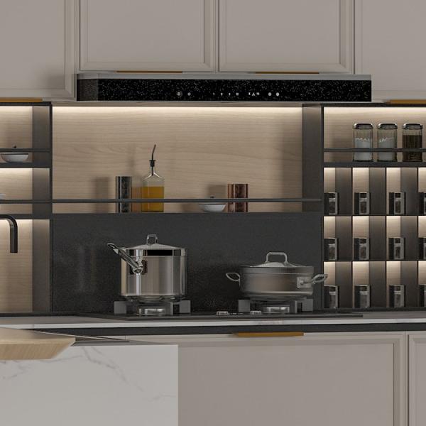 Luxury Style Stainless Steel Ready Made Kitchen Cabinets Minimalist Style