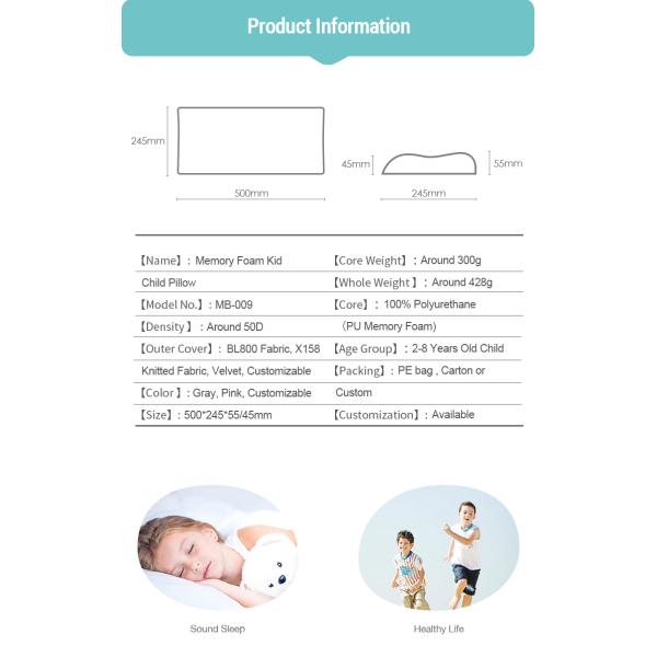 Breathable Orthopedic Baby Memory Foam Pillow Anti Snore Side Sleeper Pillow 50D