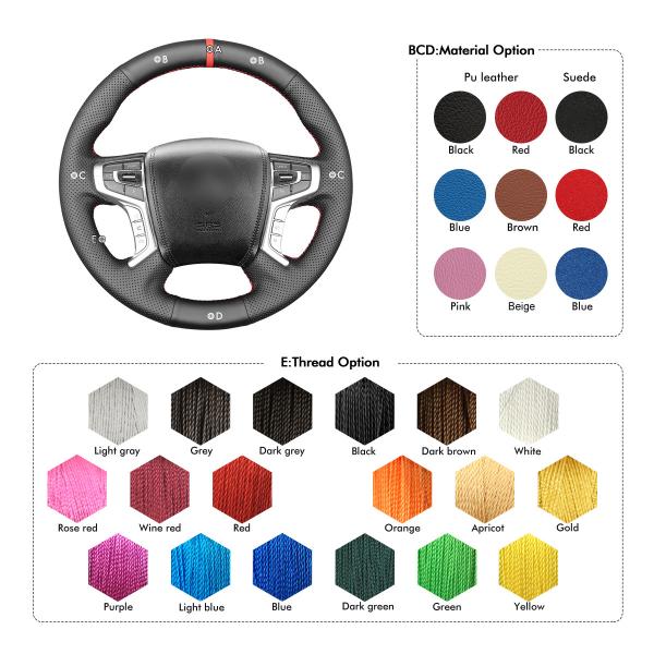Hand Stitching Microsoft Leather Steering Wheel Cover for Mitsubishi Outlander L200 Outlander Pajero Sport Triton Shogun 2022