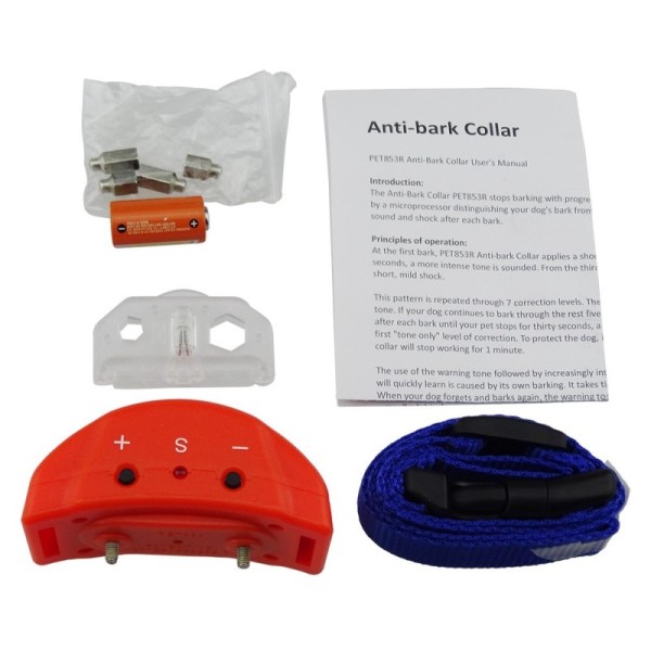 Orange Anti Bark Collar 6V Battery Static Shock Bark Stop Collar