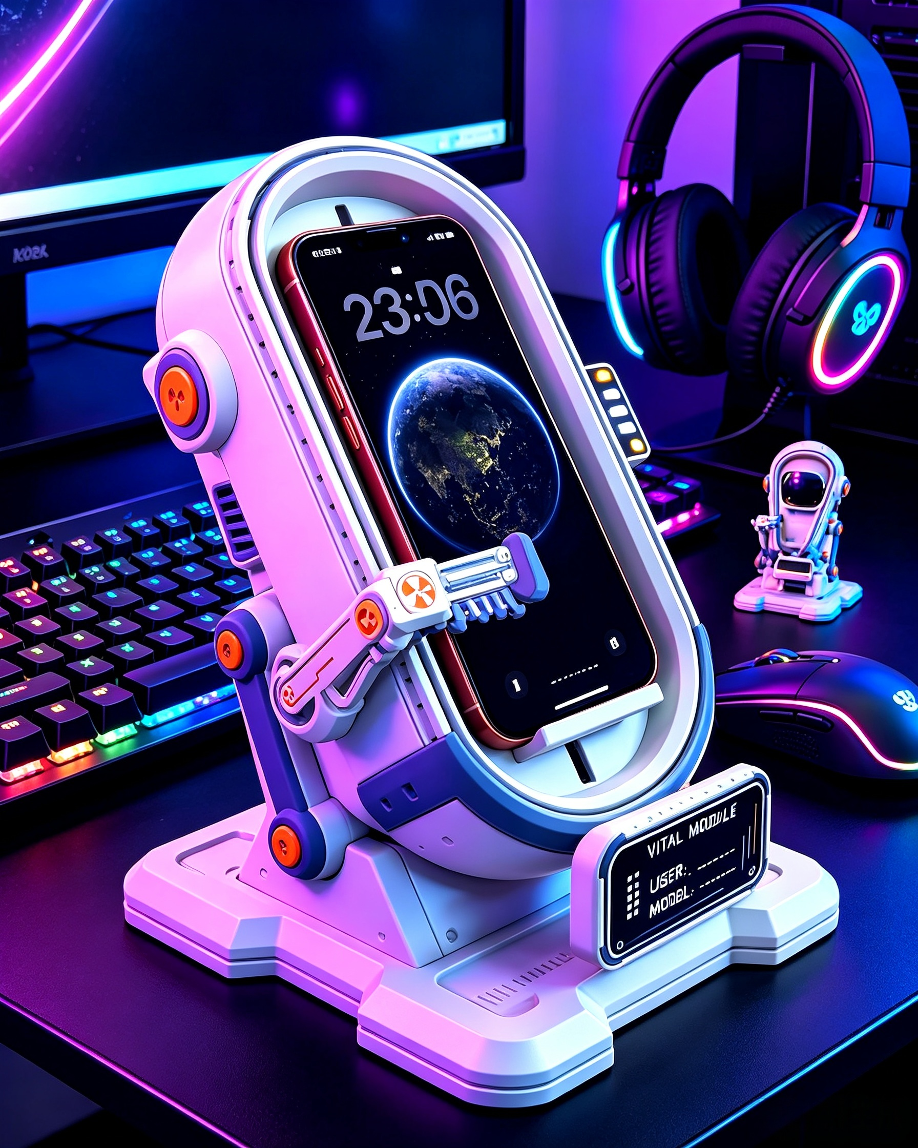 Futuristic Custom 3d Printing Space Station Car Phone Holder For Vehicle Interior