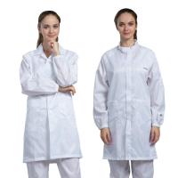 Uniforme estático anti del delantal del Esd del vestido del poliéster unisex del OEM para el recinto limpio