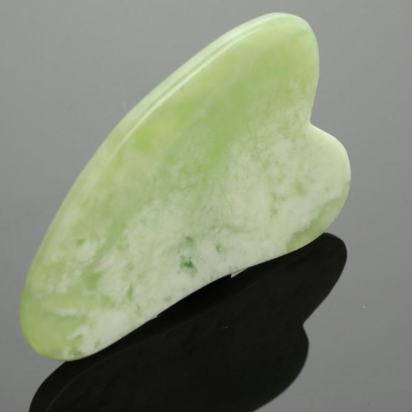 Green Jade Guasha Stone Facial Neck Body Massage Scraping Tool for Face and Body Logo
