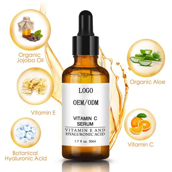 Soro de iluminação da vitamina C do OEM com linhas tênues de enchimento & enrugamentos do ácido hialurónico