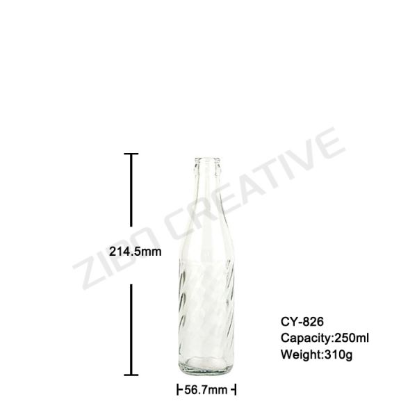 250ml Flint Glass Beverage Bottle Crown Top For Soda 310g CY-826