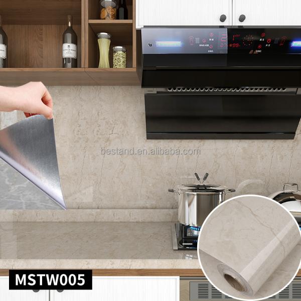 Glossy Grey Marble Effect Wallpaper 60cm Removable Wallpaper Marble Look