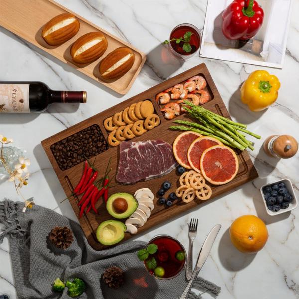 Wood Multipurpose Black Walnut Chopping Board Thick Kitchen With Juice Groove