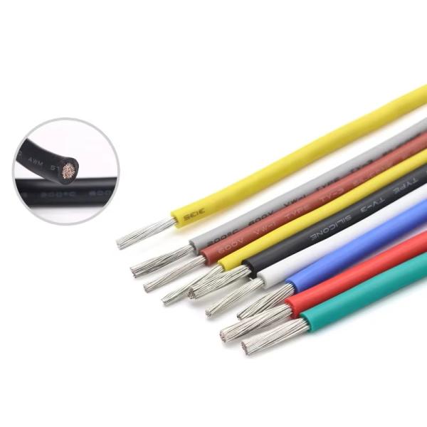 UL3135 Fios de borracha de silicone 30 28 26 24 22 20 18 16 14 12 10 AWG Cabos de iluminação de lâmpadas LED de cobre mole