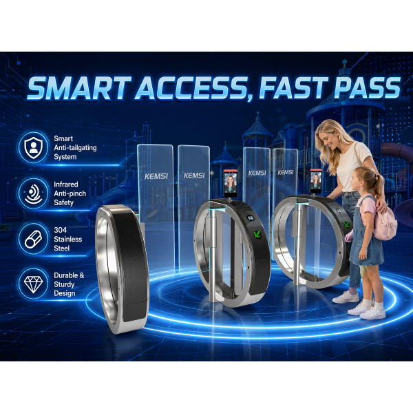 304 Stainless Steel Smart Speed Gate with QR Code Recognition and Anti-tailgating for Children's Playground Ticketing & Access Control