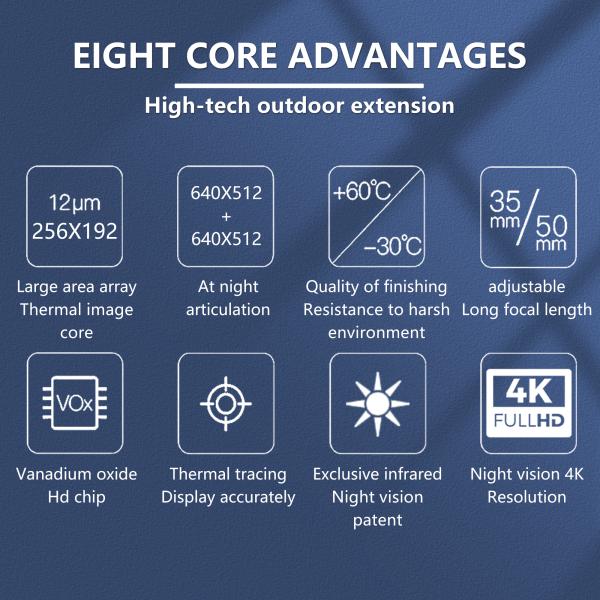 Outdoor thermal imaging night vision monocular 4k infrared heat sensing high-definition tourism detection telescope