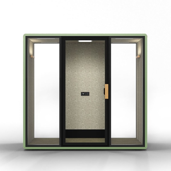 Modular Glass Office Vocal Isolation Booth High Density Acoustic Work Pods