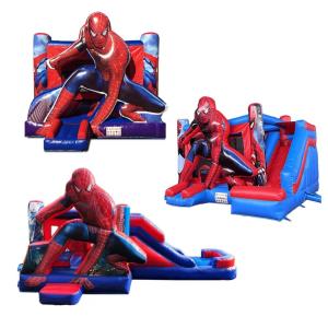 Spiderman Theme Inflatable Castle with Dry Slide and 950w Blower for Kids Party