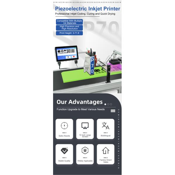 Demin P70UV Curing Lamp Inkjet Printer Print QR Code Carton Aluminum Foil Bag Carton Automatic Quick-drying Coding Machine