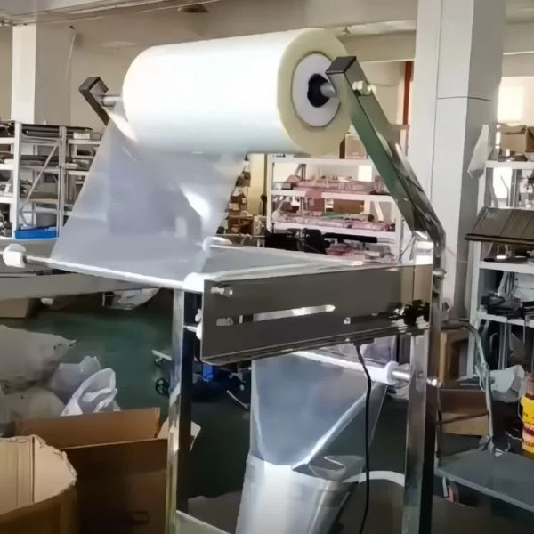 Pneumatic Stainless Steel Packaging Machine 42cm Film Width Liquid Packing Machines