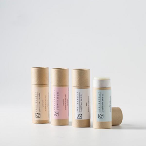 Round Tube Tea Cans Printed Gift Boxes / Brown Cylinder Kraft Paper Box