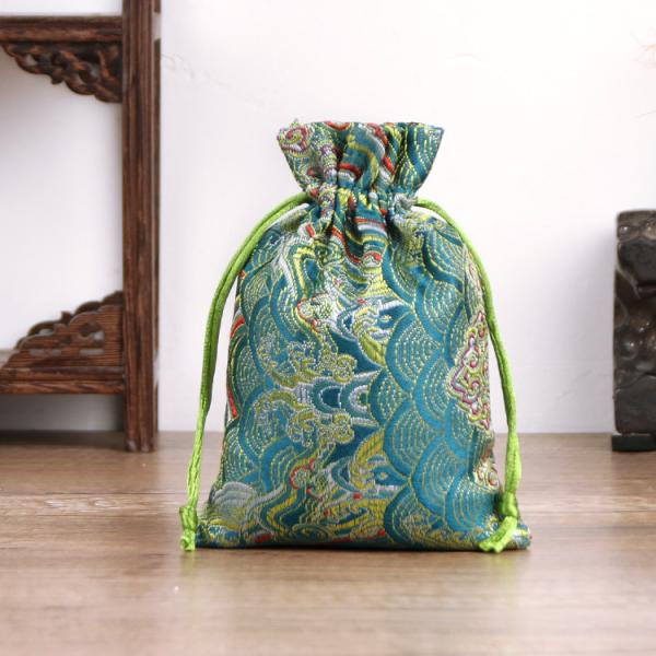 Customized Color Chinese Style Brocade Drawstring Bag for Customized Logo Jewelry Pouch
