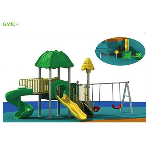 Colorful Plastic Outdoor Swing And Slide Sets 700*400*470CM For Kindergarten