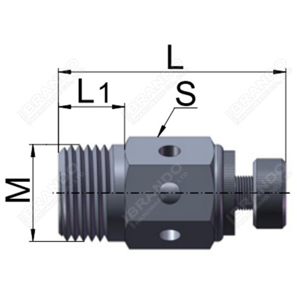 Регулируемый пневматический клапан дросселя со звукоглушителем спек бронзовое