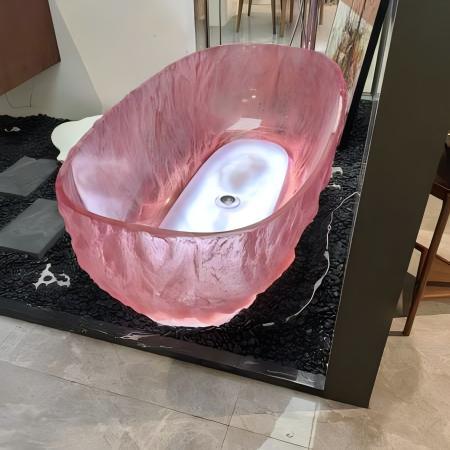 Mold Resistant Bathroom Solid Surface Bathtub Volcanic Rock Effect Stand Alone