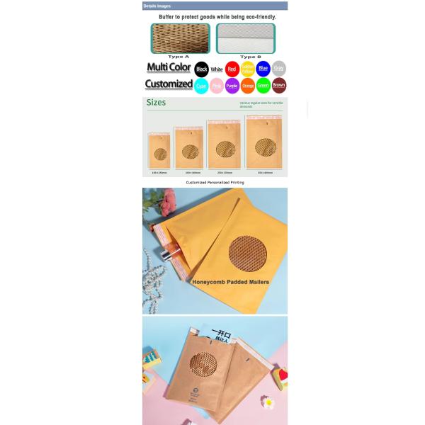 Eco Friendly Compostable Padded Mailer Lightweight Honeycomb Mailer Shockproof