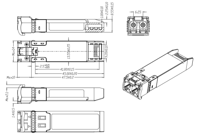 eZR модуля 10GBASE приемопередатчика волокна 100km 1550nm Cisco совместимое