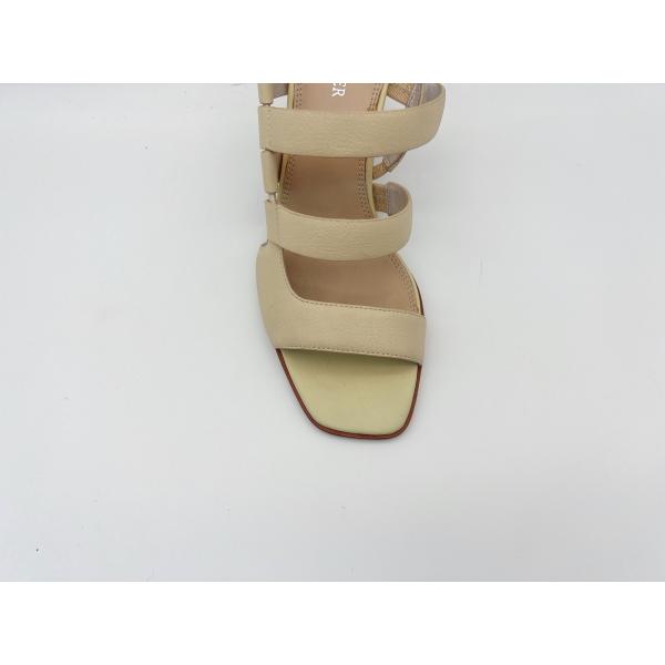 Beige Open Toe Women Pumps Shoes Genuine Leather With Soft Leeche Leather Upper