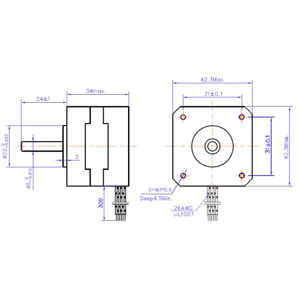 Мотор Nema 17 Stepper раздел 42mm 1,8 градусов 2.2KG*cm с круглым валом