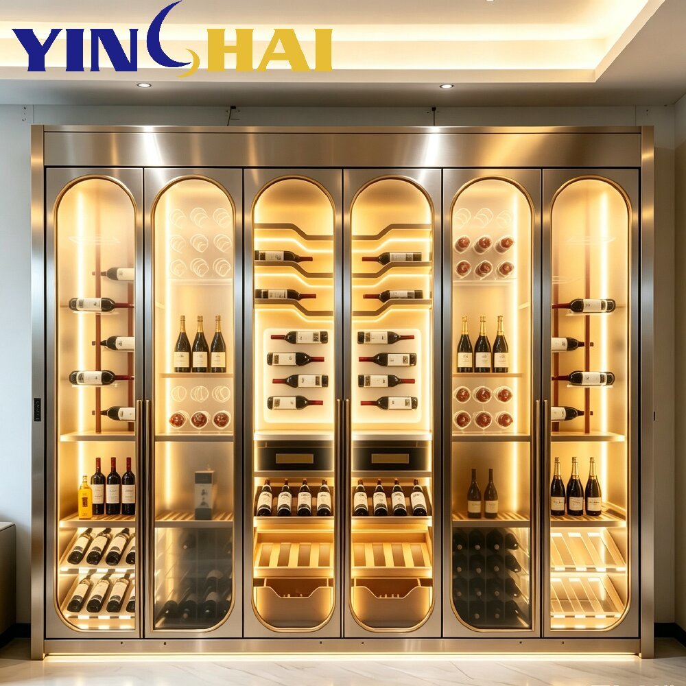 Arched Stainless Steel Constant Temperature Wine Cabinet With APP Temperature Control