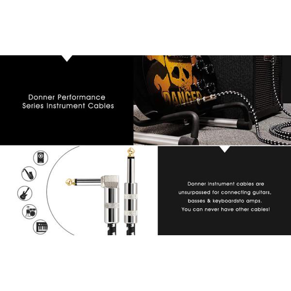 OEM 1M 1/4 Inch 6.35mm TS Right Angle Instrument Accessories Bass Amplifier Pedal Guitar Jack Patch Cable