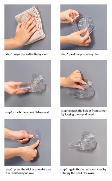 Plastic Soap Dish Holder Self Adhesive Soap Dish Wall Mounted, Bar Soap Sponge Holder for Shower, Bathroom, Tub