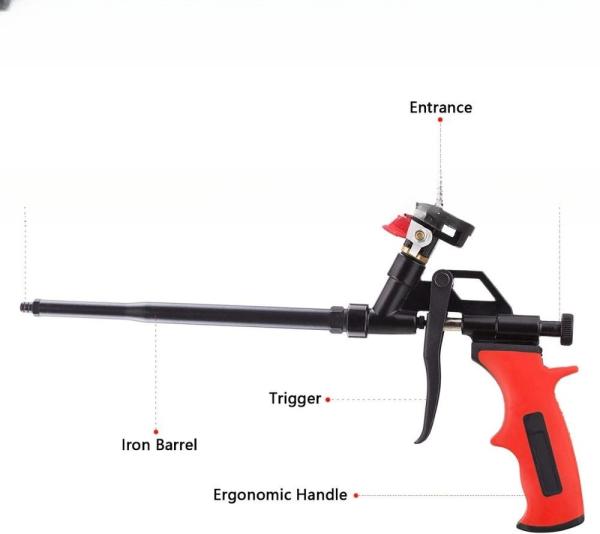 OEM ODM PU Expanding Spray Foam Gun Heavy Duty Metal Body Covered With PTFE