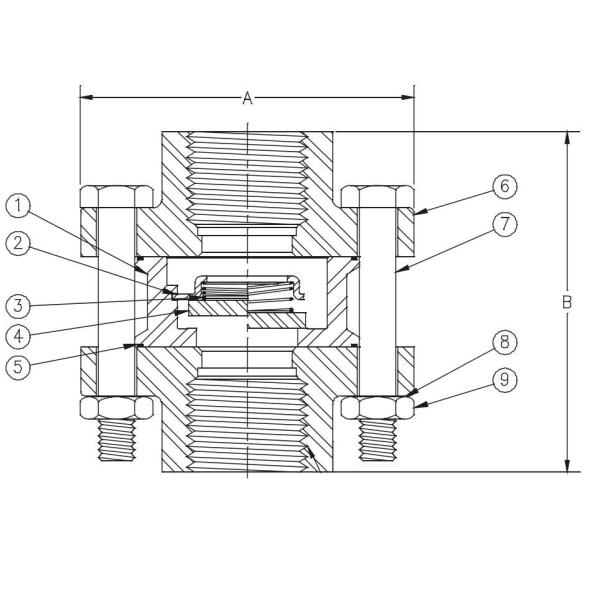 Three - Piece Non Return Stop Valve , Stainless Steel 316 Check Valve