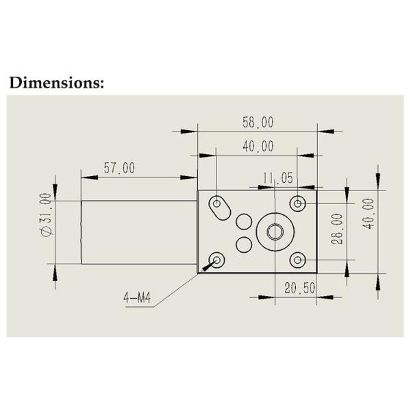 115mm Brushed 12 Volt DC Worm Gear Motors 470rpm with Encoder