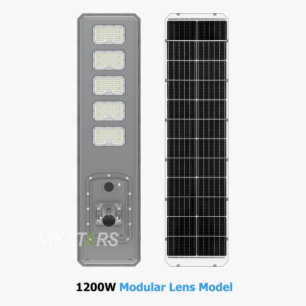 Nouveau lampadaire solaire bidirectionnel IP66 LED Lumière solaire de jardin 600W 900W Tout en un Lampes solaires de paysage
