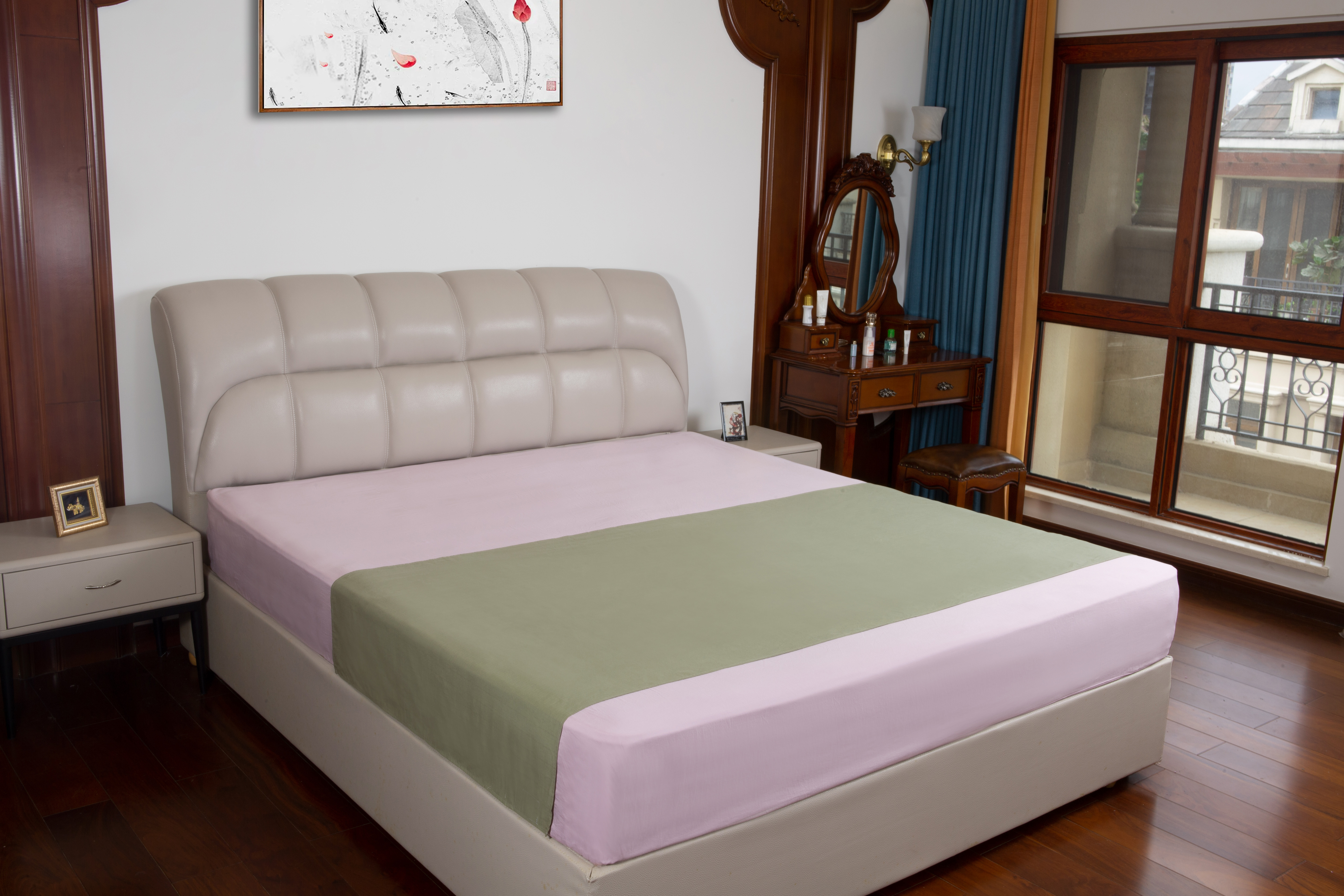 Grounding Half Sheet for Queen King Cotton Silver Flat Bed Sheet with Earthing Cord & Adapter