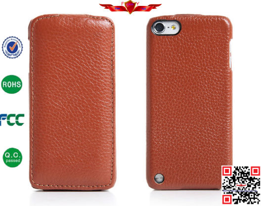 100% Perfect Fit Genuine Leather Flip Cover Case For Ipod Touch 5 High Quality Durable