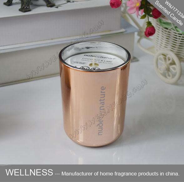 Room Fragrance Pure Clean Soy Candles ITS Approved With Rose Golden Glass Jar