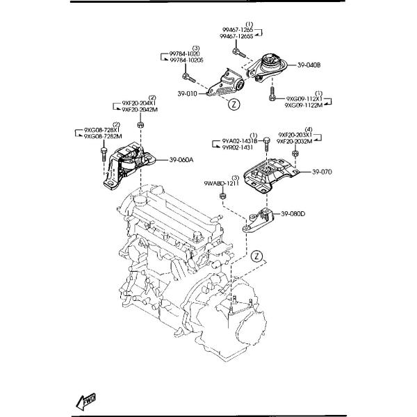 BP4S-39-070-B 3M51-6P082ABP4N39 Автомобильный монтаж двигателя для 2004-2009 Mazda 3 2.0L / 2.3L