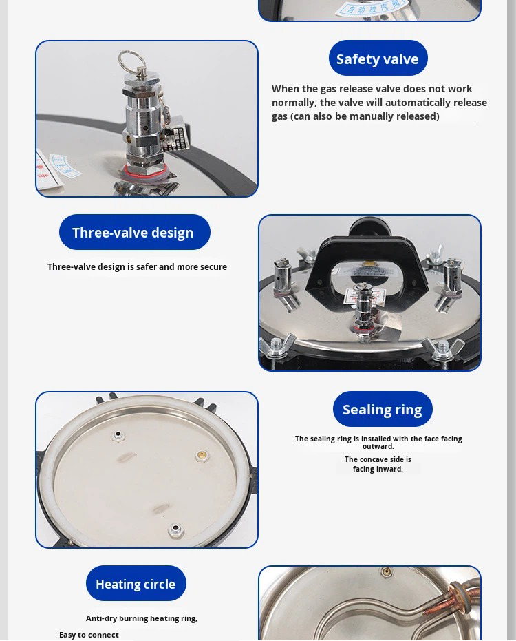 Portable Autoclave Dental Sterilizer 18L/24L Class B with Automatic Heating Stop and Alarm After Sterilization for Lab