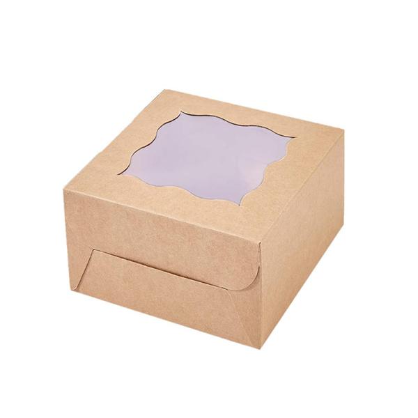 Kraft Paper Square Cake Box with Hollow Window
