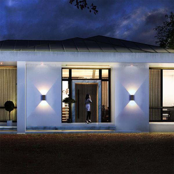 Outdoor Two 2 Way Led Wall Light Lamp Arc Design Wide Irradiation