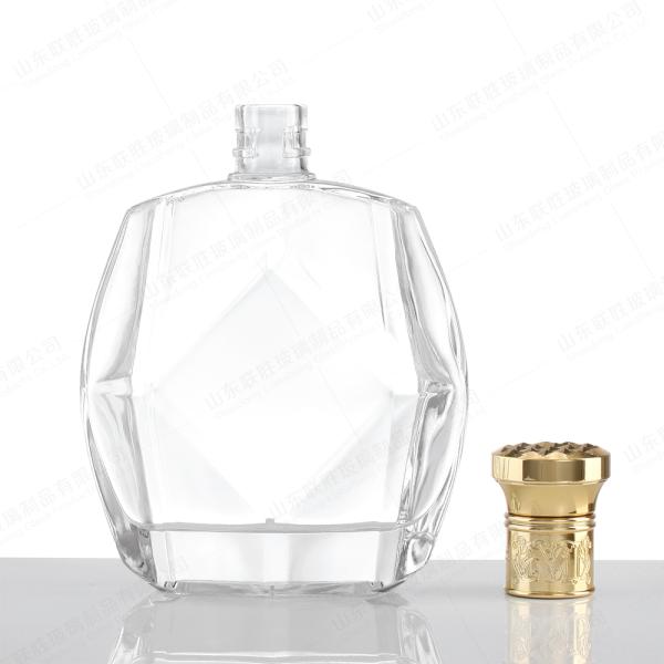 Bouteille en verre plat personnalisée 375ml 500ml 750ml 1000ml Bouteille de whisky pour bar à domicile
