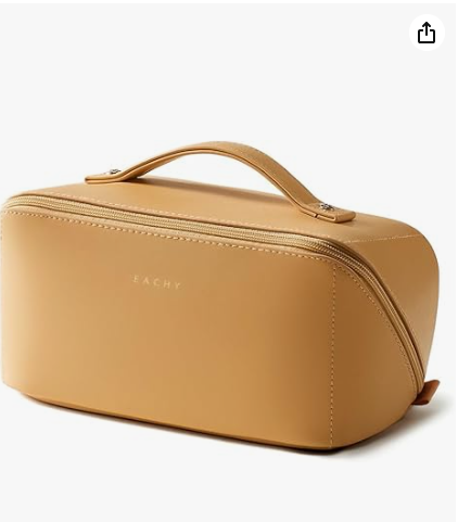 EACHY Travel Makeup Bag,Large Capacity Cosmetic Bags for Women,Waterproof Portable Pouch Open Flat Toiletry Bag Pattern Makeup Bag