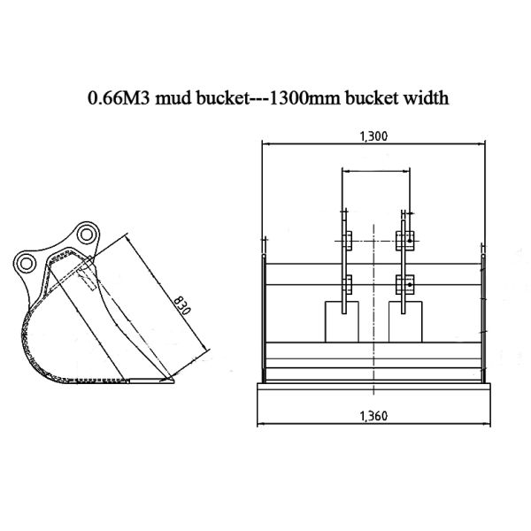 Excavator Attachments Excavator Ditch Cleaning Bucket Mini Excavator Mud Bucket 1500mm Width for 8-11T Excavator