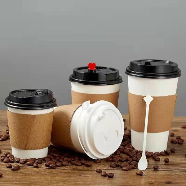 12oz Double Wall Paper Coffee Cups With Lids And Straws Disposable