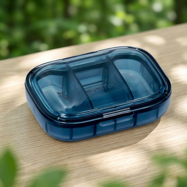 2025 Portable Food Grade PP Weekly Pill Box Storage Black Transparent Child-Resistant 3-Times Pill Case Organizer for Travel